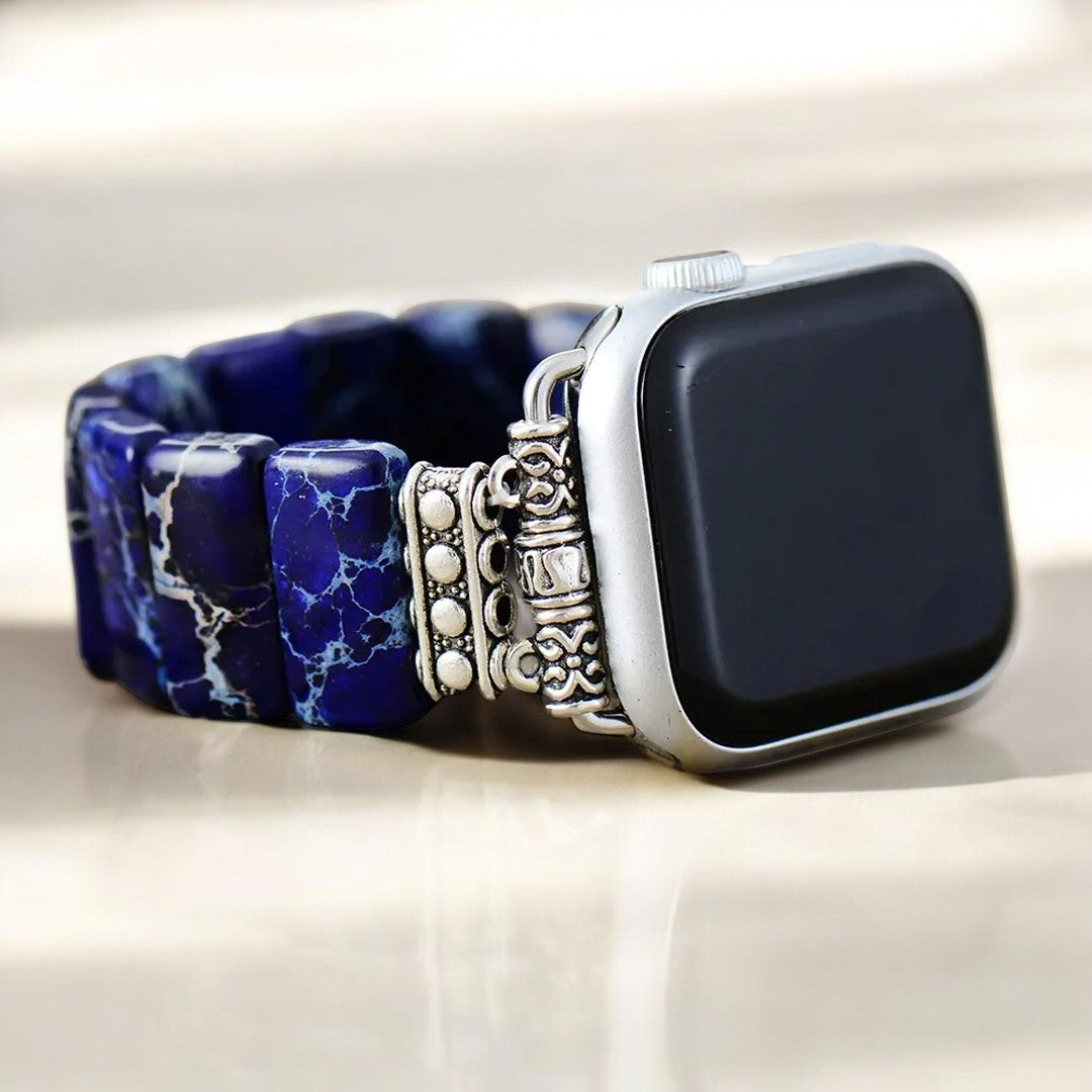 ダークネイビー チベタンジャスパー ストレッチ Apple Watch ストラップ