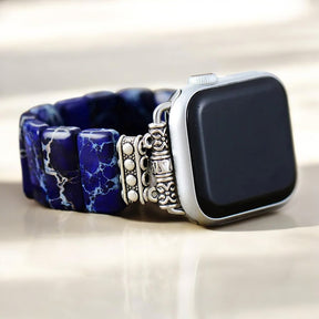 ダークネイビー チベタンジャスパー ストレッチ Apple Watch ストラップ