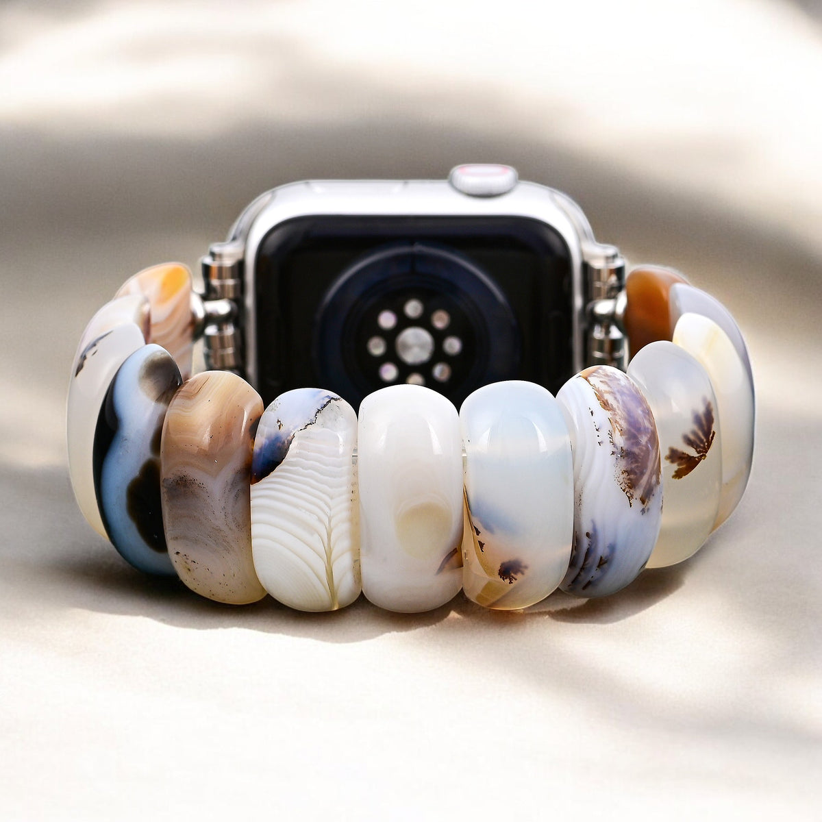 アイボリーデューンアゲートストレッチApple Watchストラップ