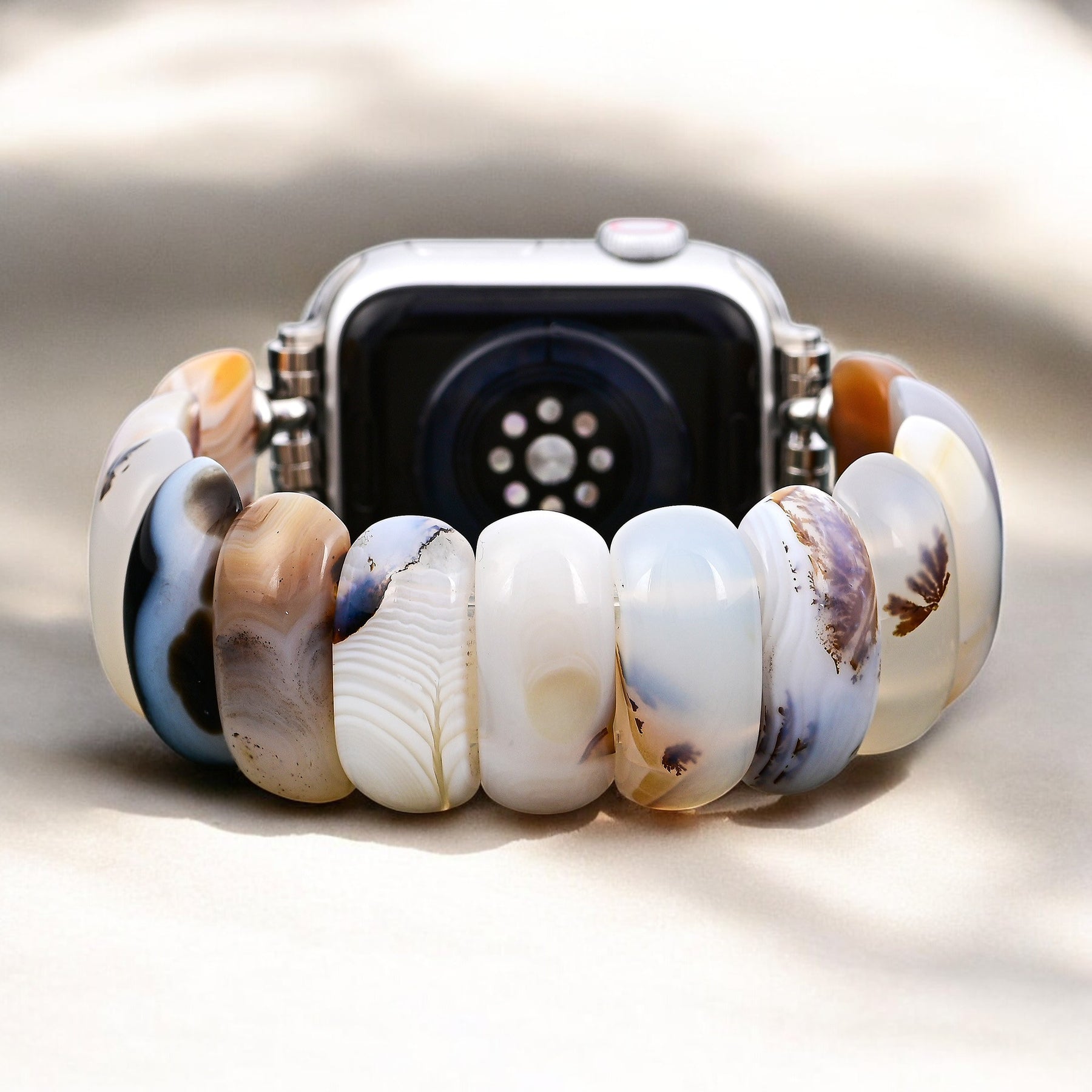 アイボリーデューンアゲートストレッチApple Watchストラップ