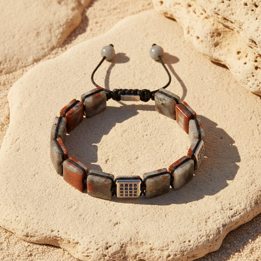 メンズ アフリカン ブラッドストーン ブレスレット