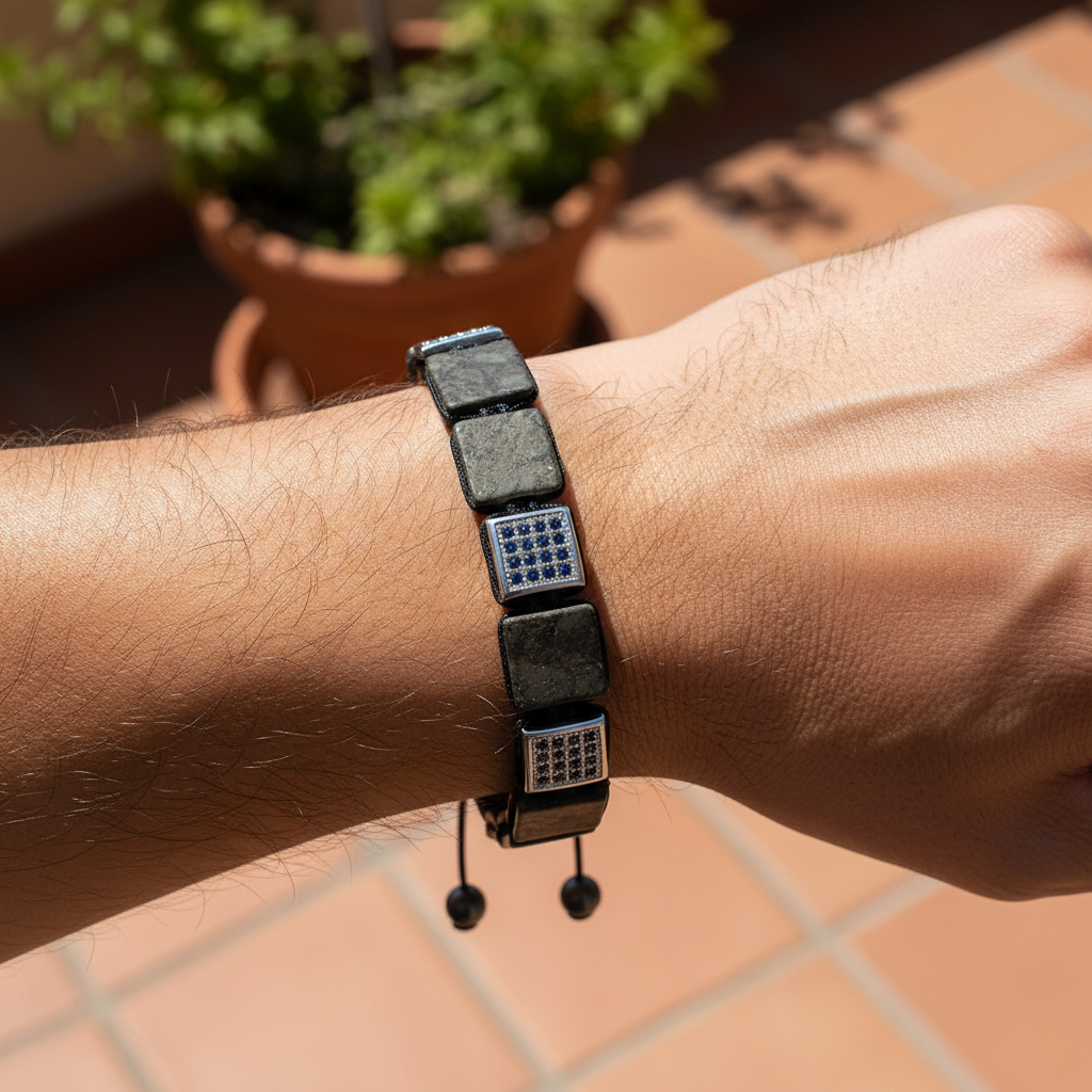 メンズパイライトブレスレット