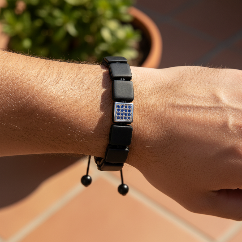 メンズ ブラックストーン ブレスレット