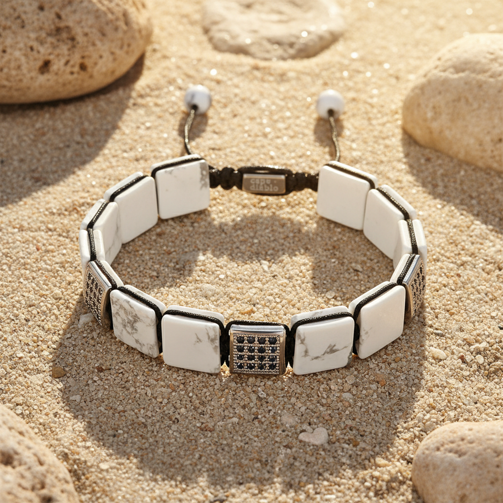 メンズ ホワイト ターコイズ ブレスレット