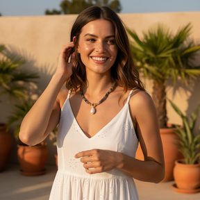 アゲートパールチャームネックレス