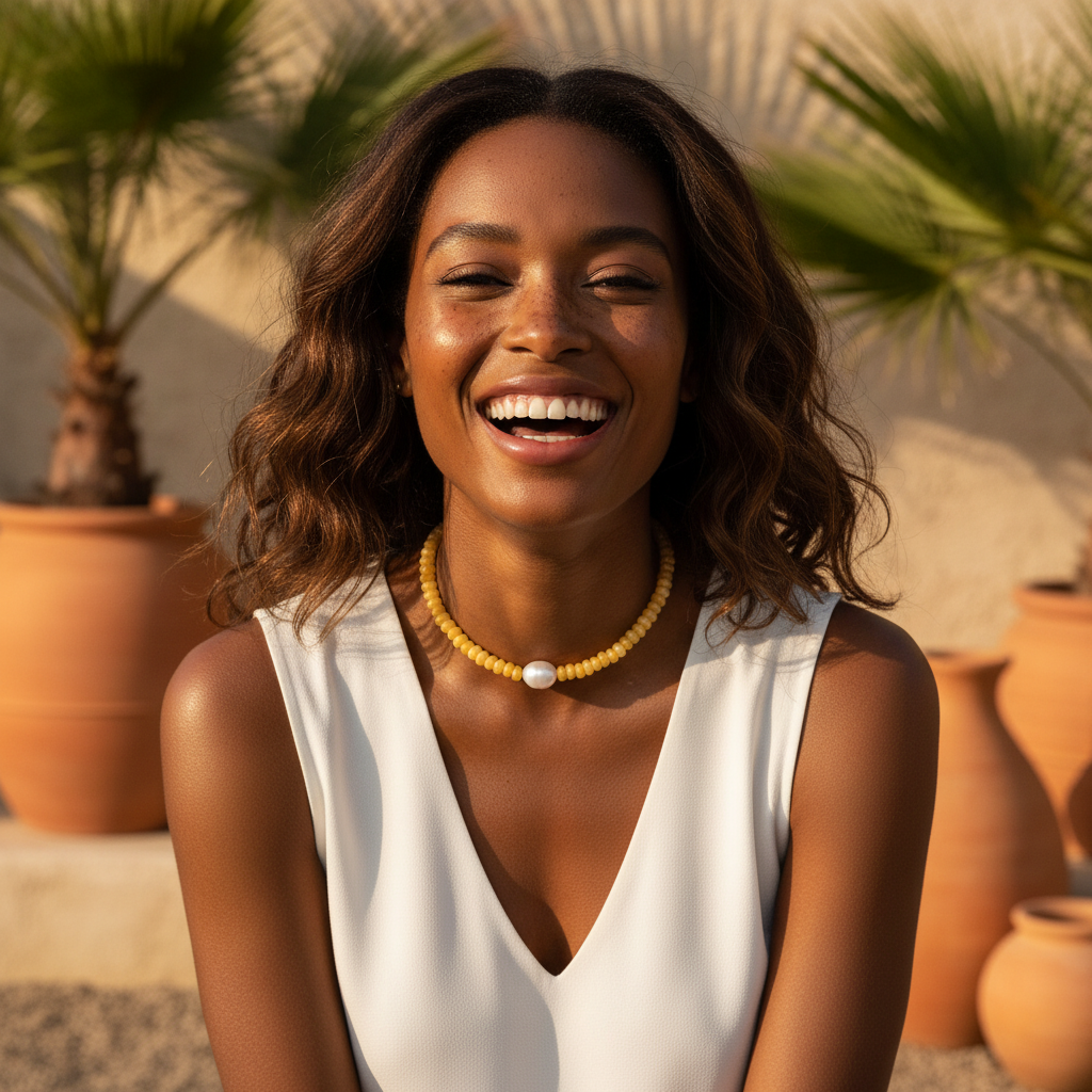 ゴールデンシトリンパールネックレス