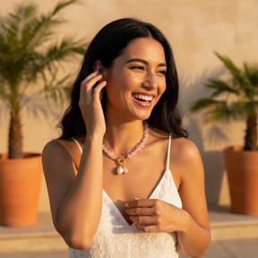 ローズクォーツチャームネックレス