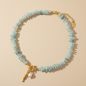 アクアマリンパールチャームネックレス