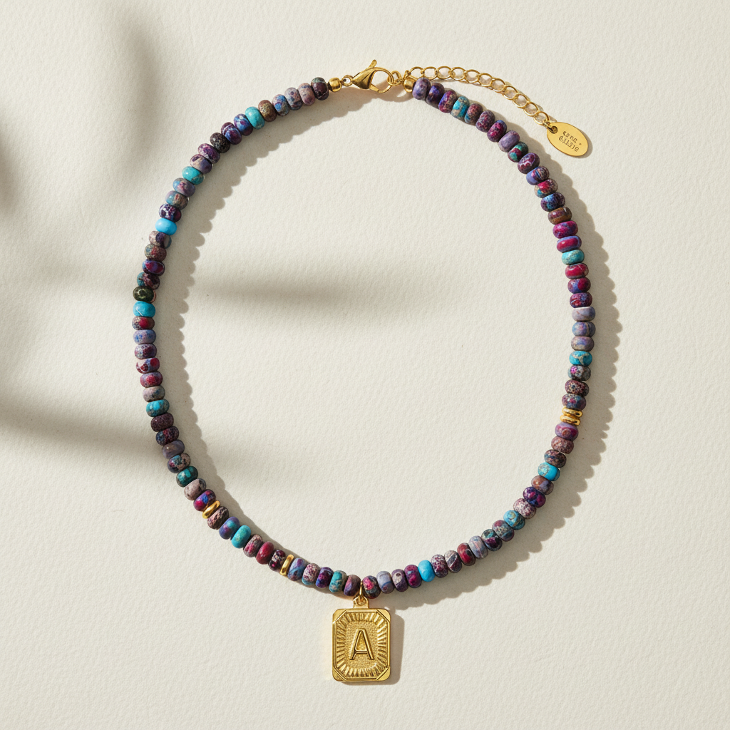 ブルーインペリアルジャスパー レターネックレス