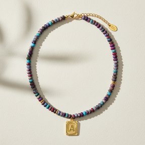 ブルーインペリアルジャスパー レターネックレス