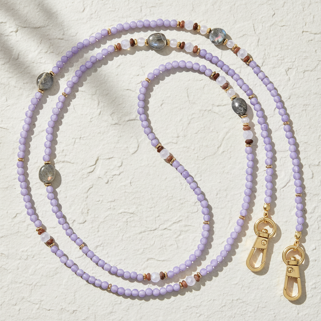 ラベンダーラブラドライト電話チェーン