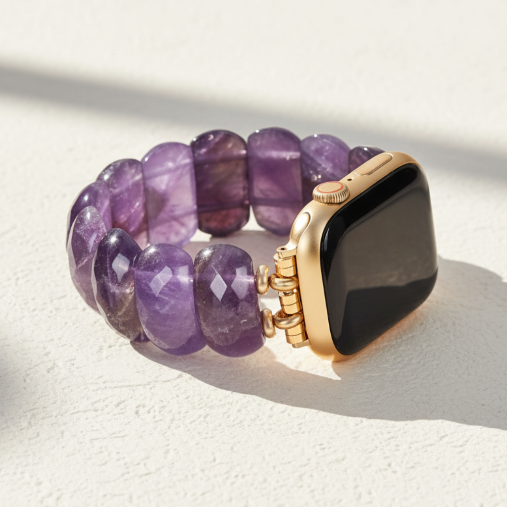 ヒーリングアメジスト保護ストレッチApple Watchストラップ