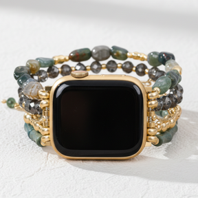 金色の緑豊かな伸縮性のあるApple Watch用腕帯