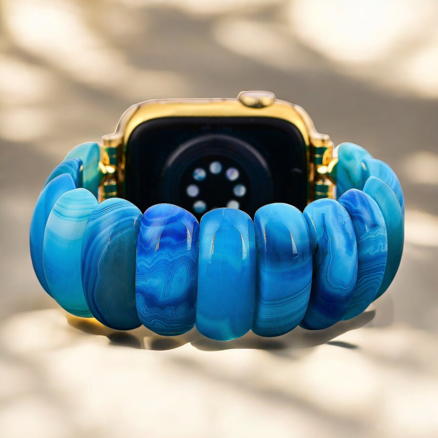 ブルーラグーンアゲートストレッチApple Watchストラップ