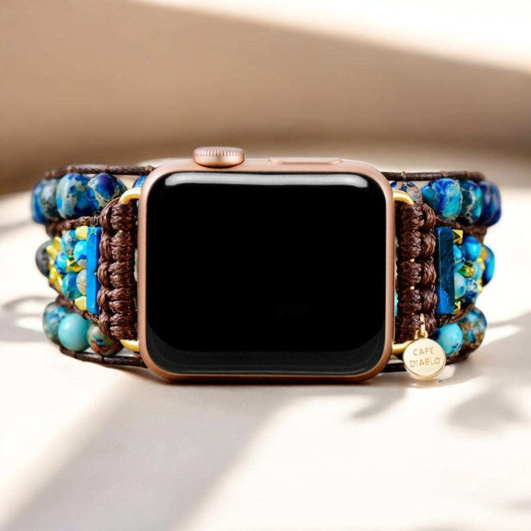優雅なブルージャスパーのApple Watchストラップ