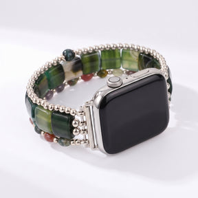 「Fierce Grace」タイガーアイ ストレッチ Apple Watch ストラップ シルバー