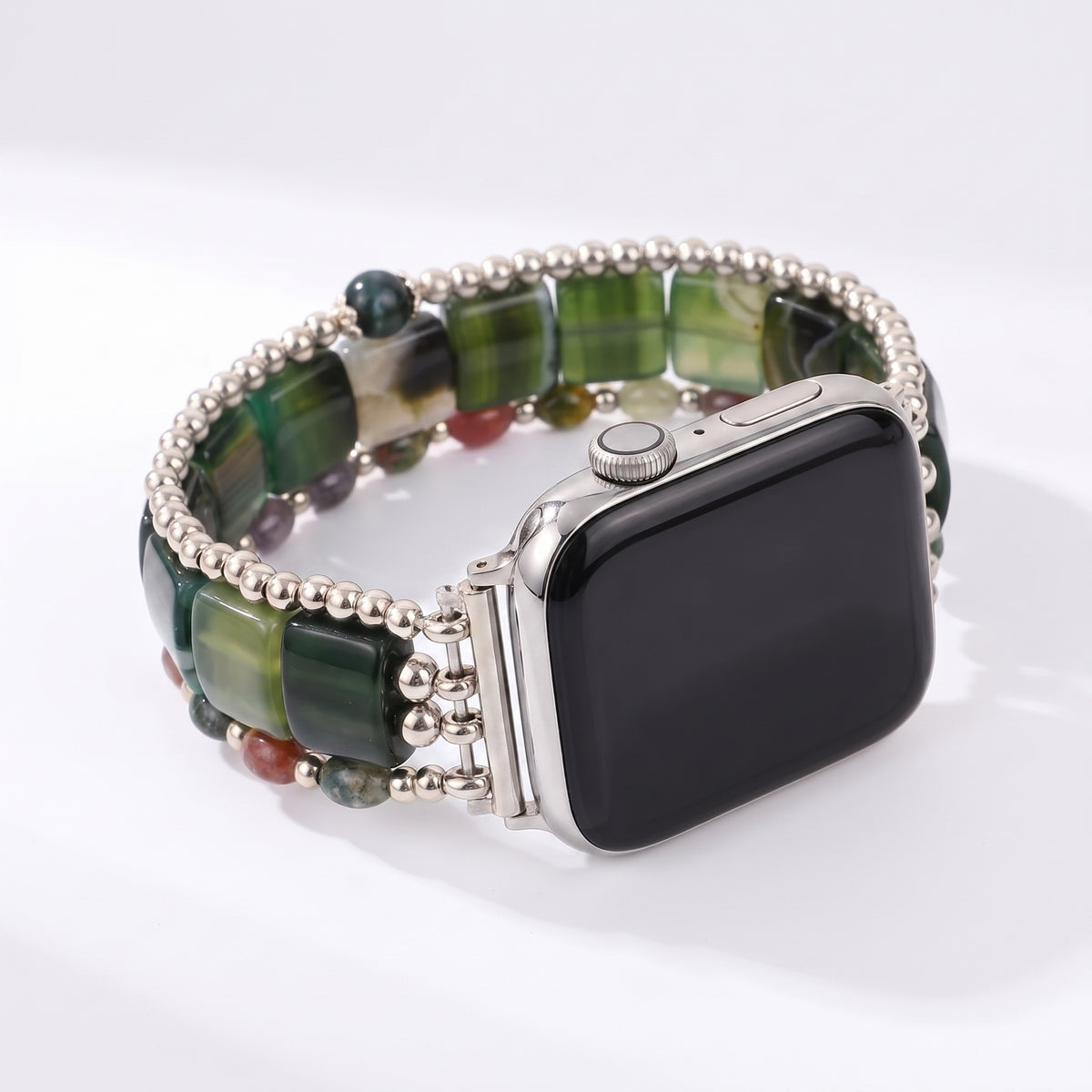 ワイルドグレース アゲート ストレッチ Apple Watch ストラップ シルバー