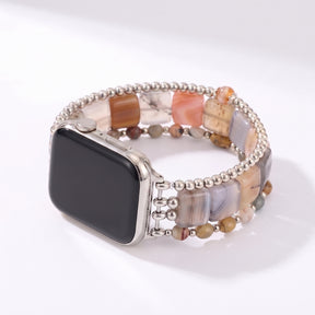 「Fierce Grace」タイガーアイ ストレッチ Apple Watch ストラップ シルバー