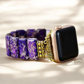 インディゴチベタンジャスパーストレッチApple Watchストラップ