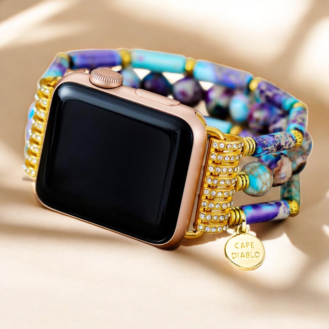ペリウィンクルジャスパーストレッチApple Watchストラップ