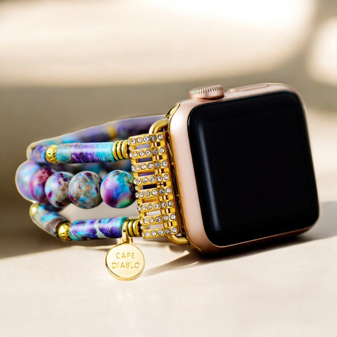 ペリウィンクルジャスパーストレッチApple Watchストラップ