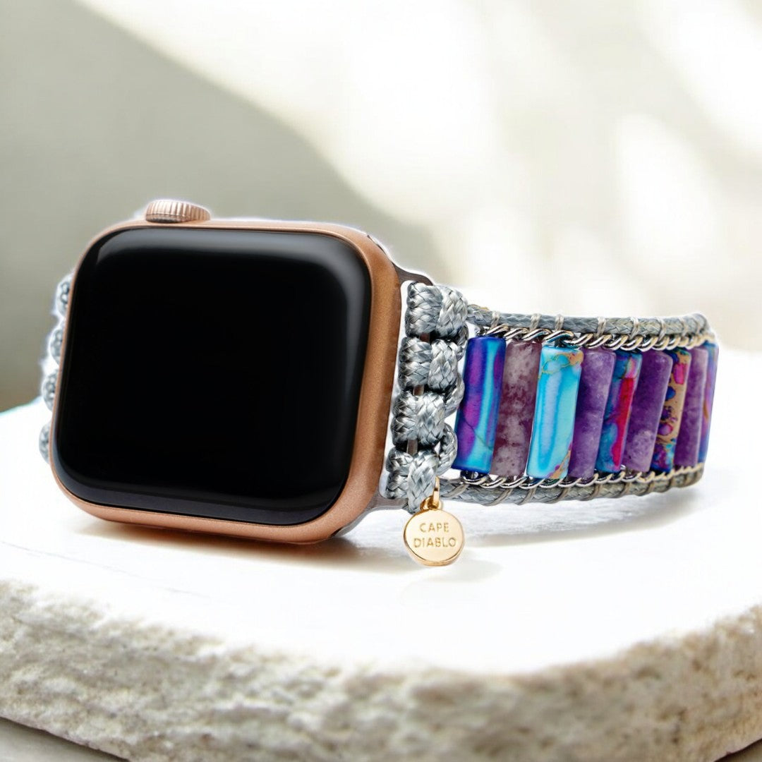 穏やかなインペリアルジャスパーのApple Watchストラップ