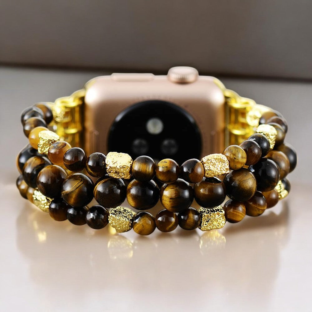 タイガーアイグリームストレッチApple Watchストラップ