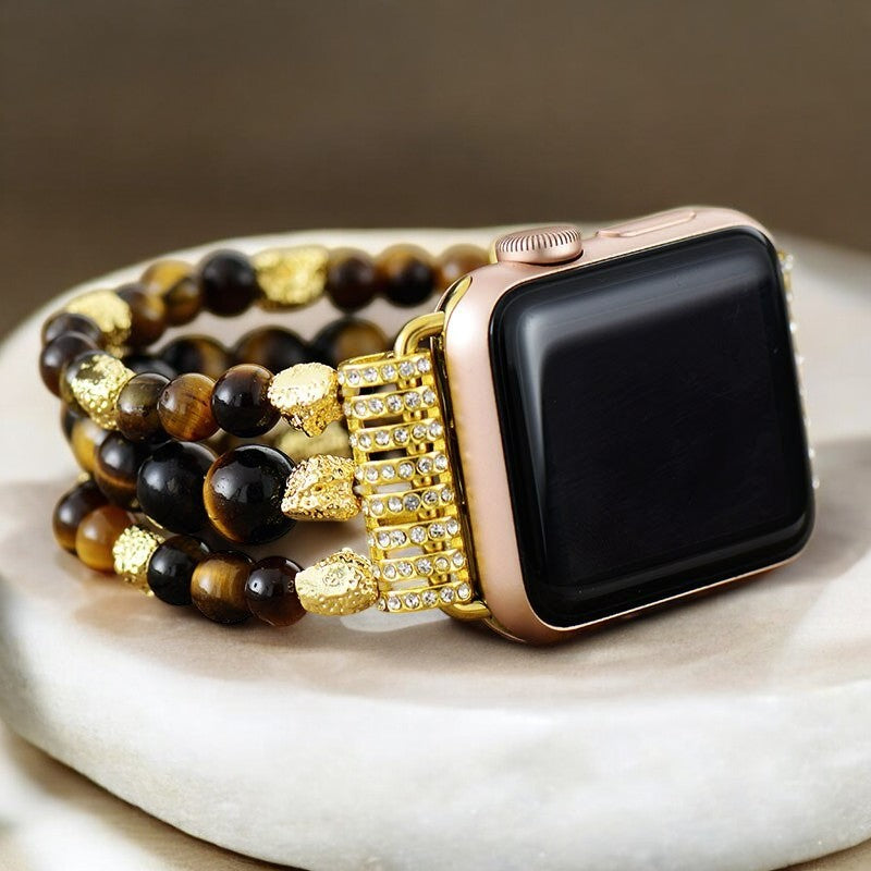 タイガーアイグリームストレッチApple Watchストラップ