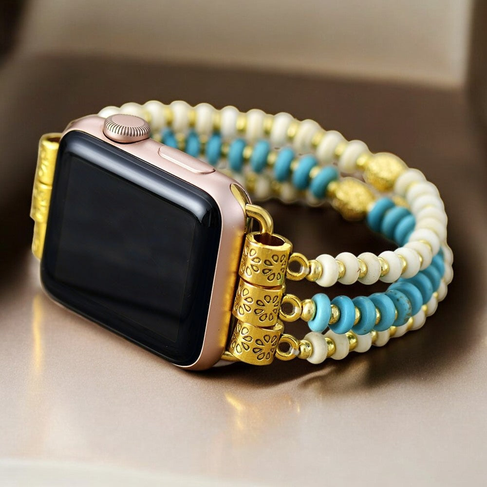 ターコイズハウライトストレッチApple Watchストラップ